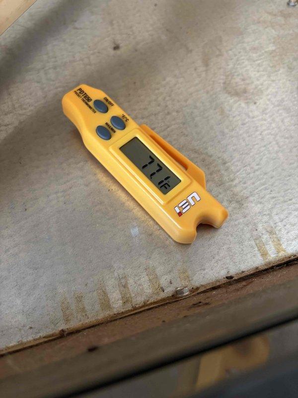Completed routine preventative maintenance on a five-year-old residential HVAC system. Performed comprehensive AC tune-up inspection on outdoor condensing unit. Accessed electrical compartment and inspected all internal components including CoreSense control board, capacitor, contactor, and associated wiring connections. Verified all electrical connections were secure with proper wire routing throughout the compartment. Measured and recorded system temperatures using digital thermometer, confirming unit operating at 71.6°F. All components found in good working condition with no deficiencies noted. System currently functioning properly with no repairs required at this time.