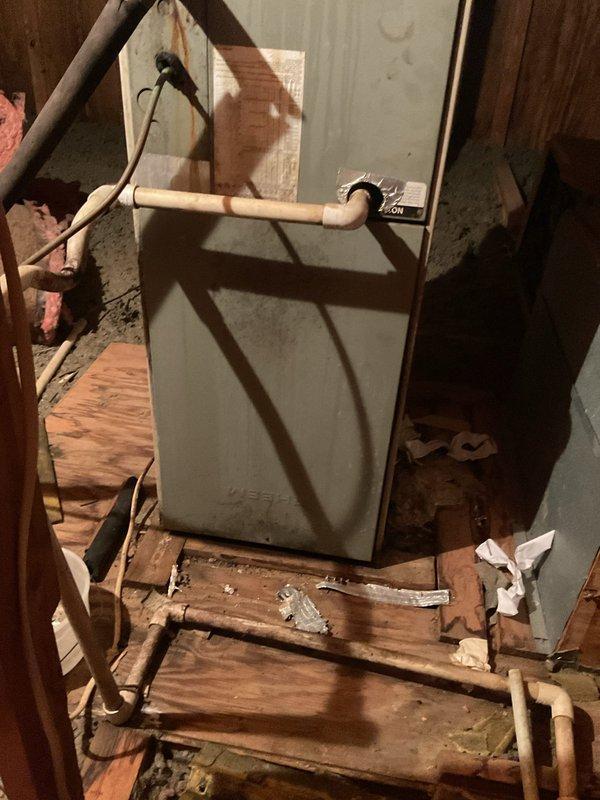 Conducted comprehensive replacement estimate for 25-year-old HVAC system with focus on upstairs blower unit concerns. Assessed existing thermostat wiring configuration and documented basement furnace installation, noting aged equipment condition and surrounding infrastructure. Provided homeowner with replacement options and system recommendations based on current equipment performance issues and system longevity.