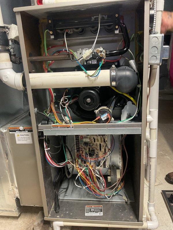 Completed second annual Platinum Level maintenance on an 11-year-old Carrier residential gas furnace system (Model CNPVP4217ALAAAAA, manufactured May 2014). Performed comprehensive inspection of all internal components including heat exchanger assembly, blower motor, capacitor, and control board with electrical connections. Replaced 16x25x4 media filter and polarized pad as part of scheduled maintenance protocol. All systems operating within manufacturer specifications upon completion, with customer's annual maintenance agreement due for renewal.