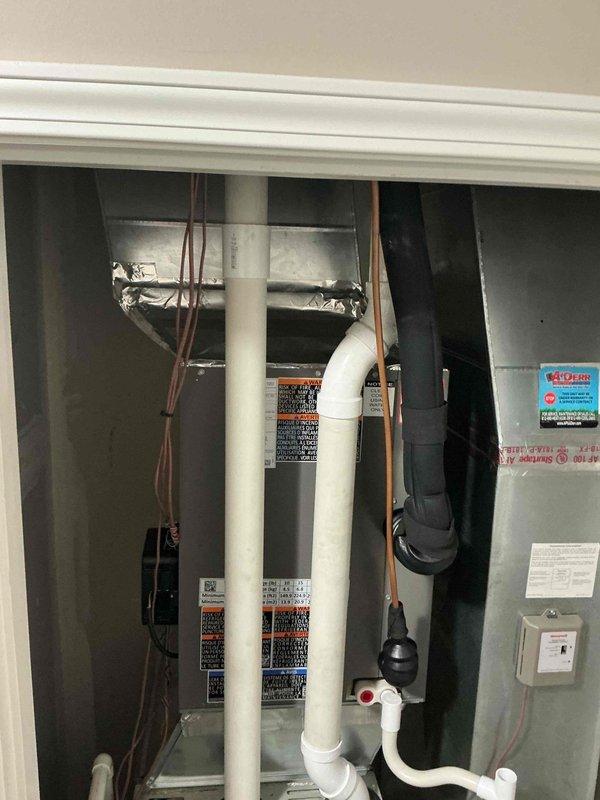 Completed installation of 3-ton air conditioning system with matching evaporator coil. Unit was properly positioned on concrete pad, refrigerant lines connected and tested, condensate drainage configured with PVC piping, and electrical connections established including disconnect and service panel integration. System was charged, tested with manifold gauges, and verified operational.