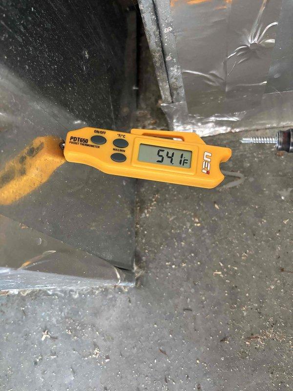 Completed routine air conditioning tune-up and maintenance inspection. Performed system diagnostics including temperature differential measurements across the evaporator coil, recording supply air temperature of 54°F, and verified electrical parameters with multimeter showing 88.1 volts at the control board. Inspected condenser unit, tested system operation, and confirmed all components functioning within manufacturer specifications.
