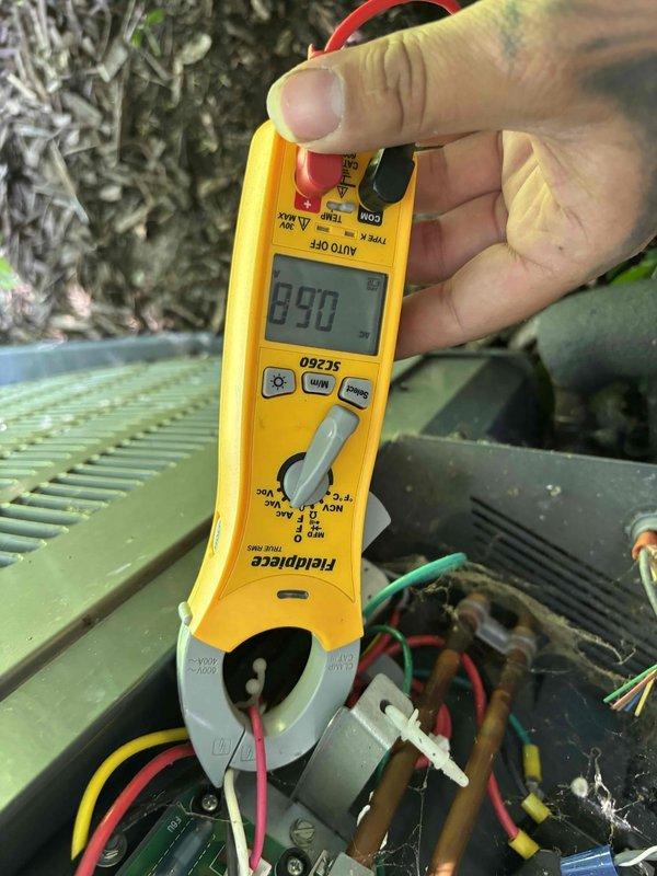 Completed platinum level preventive maintenance on 5-year-old HVAC system. Replaced 20x25x1 inch polarized air filter and performed comprehensive system inspection. Conducted electrical diagnostics using digital multimeter, verifying proper voltage and amperage readings across control board and system components. Inspected evaporator coil condition and confirmed adequate airflow through finned surfaces. Examined control board circuitry, toroidal inductors, relay components, and electrical connections for proper operation. All wiring connections secure with no signs of overheating or degradation. System operating within normal parameters with no deficiencies noted.