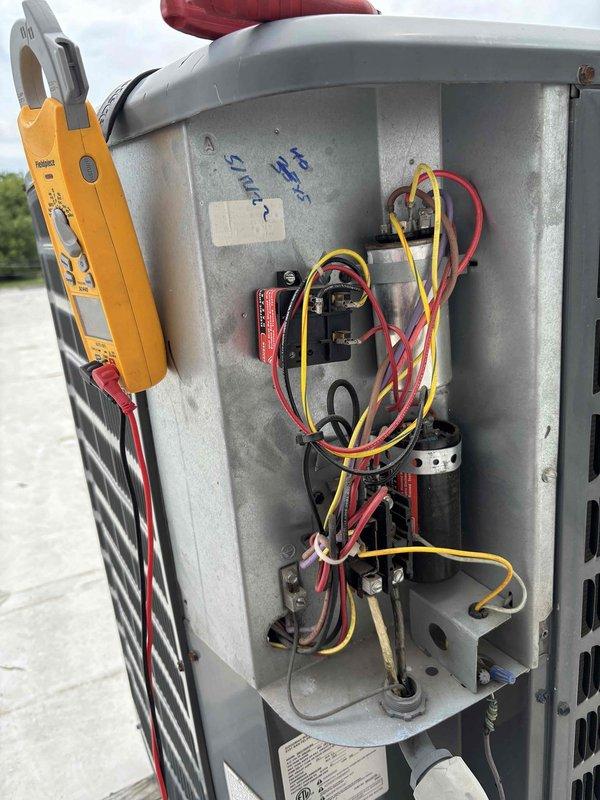 Completed planned maintenance on 8-year-old HVAC system as part of Gold Level service agreement. Performed comprehensive inspection of air handler unit and outdoor condensing unit, replaced 20x25x5 air filter, tested electrical components including dual capacitors with digital meter to verify proper voltage and capacitance readings, inspected copper refrigerant lines and PVC condensate drain lines for proper operation, and examined heat exchanger for signs of corrosion or deterioration. All system components found operating within normal parameters with no immediate service needs identified.