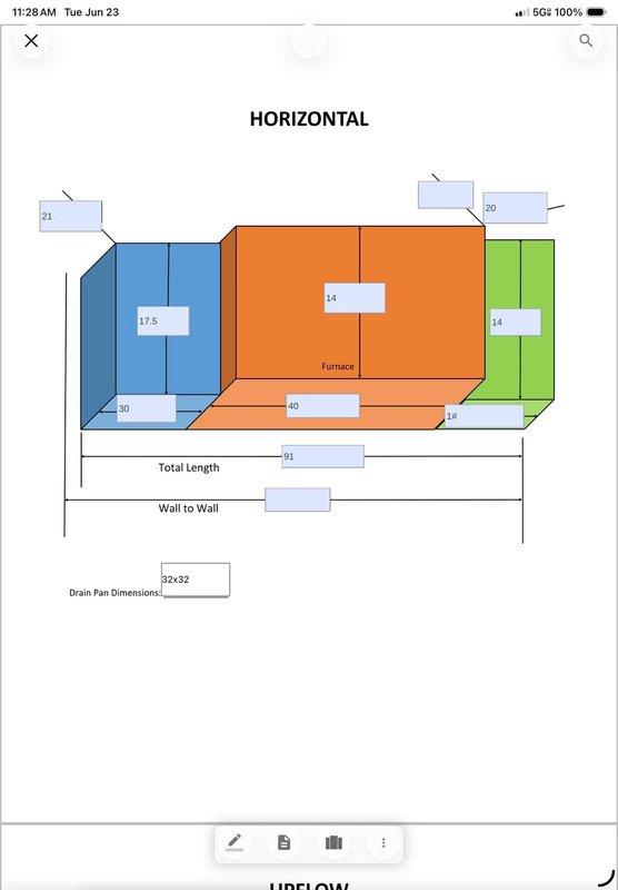 Conducted on-site evaluation and provided replacement estimate for 23-year-old residential air conditioning system. Assessed existing horizontal HVAC configuration including furnace placement, ductwork layout, and crawl space installation with insulated supply ducts. Documented system dimensions and existing infrastructure to develop comprehensive replacement specifications for new equipment installation.