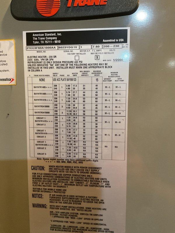 Responded to no-cool service call at commercial dental office for 20-year-old American Standard/Trane 5-ton heat pump system with air handler utilizing R22 refrigerant. Upon arrival, confirmed system had experienced freeze-up condition and customer had initiated proper thaw-out procedure by turning unit off. Inspected dual ground-mounted condenser units located at rear exterior of building and documented equipment model and serial number information from manufacturer data plate. System age and R22 refrigerant phase-out were discussed as factors for potential replacement consideration.
