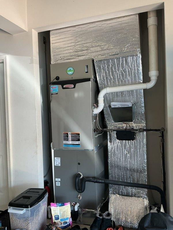Completed annual planned maintenance visit on dual-system residential HVAC installation with Platinum level service coverage. Performed comprehensive inspection of both indoor air handler units and outdoor condensing units, including verification of refrigerant pressures and temperatures using calibrated manifold gauges. Systems showed proper superheat and subcooling values with readings of 112.1 PSIG and 263.9 PSIG respectively, indicating optimal refrigerant charge. Inspected PCO3-20-16 PURE AIR filtration systems on both units, verified proper operation of air purification equipment, and examined all ductwork connections with reflective insulation. Checked condensate drain lines for proper flow and drainage, inspected electrical connections, and confirmed fan motor operation on outdoor units. All components functioning within manufacturer specifications with no deficiencies noted.