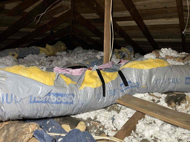 Completed dismissed visit maintenance on a 6-year-old single HVAC system. Inspected furnace unit in utility room, verified operational status of all mechanical components, and documented equipment condition with warning labels intact. Accessed attic space to examine ductwork installation, confirmed proper insulation wrapping on flexible ducts with pink and yellow fiberglass sleeves secured with straps, and assessed loose-fill attic insulation coverage. Replaced 16x25x5 air filter as part of routine maintenance protocol. All systems found in normal operating condition with no immediate service needs identified during this first scheduled visit since previous maintenance in June 2024.