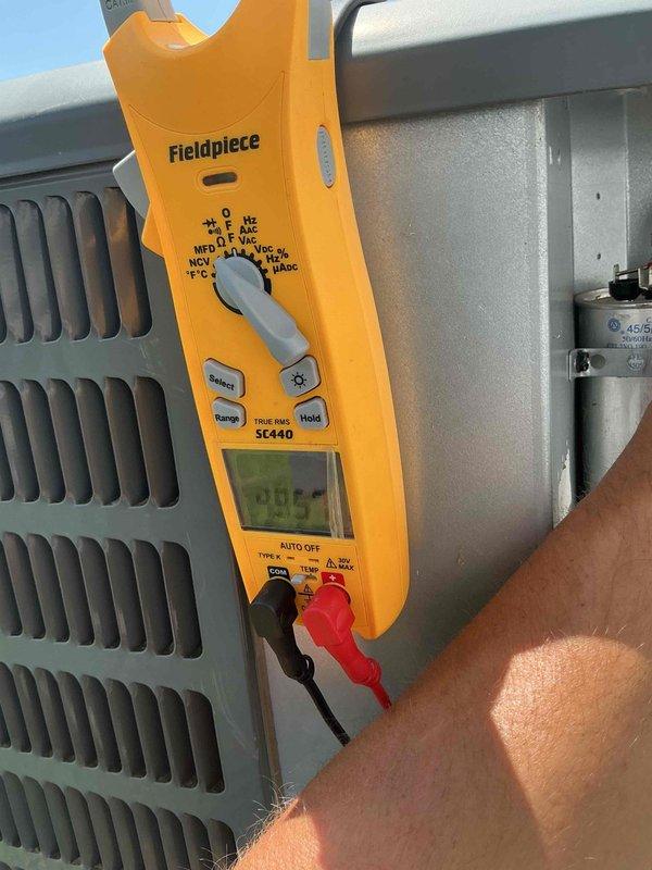 Completed second annual planned maintenance visit on single-system HVAC unit as part of Gold Level service agreement. Performed comprehensive system diagnostics using digital multimeter to verify electrical performance, measuring capacitor functionality and voltage readings on outdoor condensing unit. Replaced 16x20x5 air filter and conducted full system inspection to ensure optimal operation and efficiency.