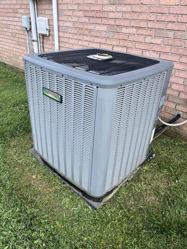 Completed monthly planned maintenance on residential HVAC system including furnace and outdoor condensing unit. Inspected 16x25x5 air filter on 8-year-old system, verified proper operation of heating and cooling equipment, checked refrigerant lines and electrical connections, and documented equipment condition through photographic records. All components found operating within normal parameters with no immediate service needs identified.