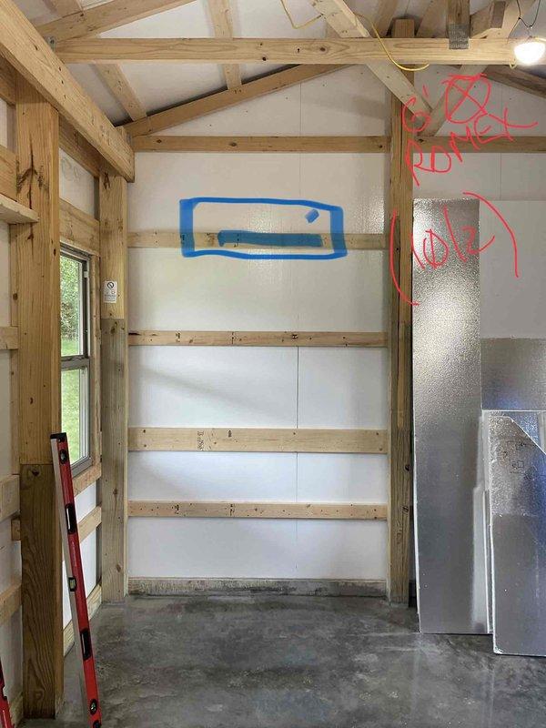 Completed HVAC estimate for new construction pole barn installation. Assessed open interior space with cathedral ceiling and exposed wooden beam construction to determine appropriate system sizing and equipment placement. Evaluated structural layout including concrete flooring, wall framing, and existing ductwork positioning for optimal heating and cooling solution design.