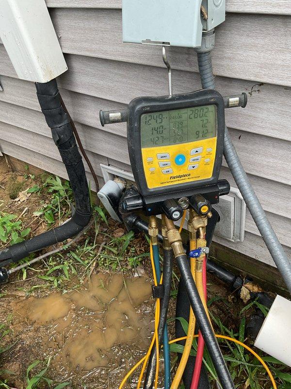 Completed comprehensive Platinum Level planned maintenance on dual HVAC system with 1-year-old equipment. Performed thorough inspection of Lennox outdoor condenser unit, checking electrical connections, refrigerant lines, and overall system operation. Utilized Fieldpiece diagnostic gauges to measure system pressures and temperatures, verifying proper refrigerant charge and system performance parameters. Both systems operating within manufacturer specifications. Replaced 16x25x5 air filters on both units. Inspected condensate drainage, electrical components, and verified proper airflow. All safety controls tested and functioning correctly. Systems cleaned and ready for continued operation. This represents the first annual maintenance visit for these units. Documented findings with photographic evidence of equipment condition and diagnostic readings.