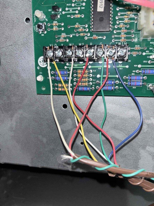 Completed second planned maintenance visit on 3-year-old HVAC system with 16x25x5 filter. Performed electrical diagnostics using digital multimeter and inspected control board circuitry, verifying proper voltage readings and terminal connections. All system components operating within normal parameters, wiring secure, and control board functioning correctly.