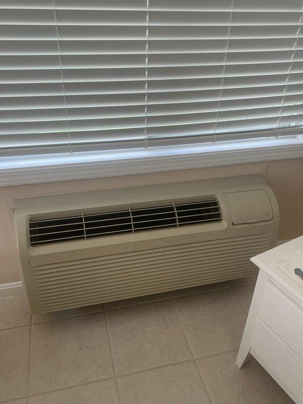Responded to no cool call for 21-year-old PTAC unit in Florida room. Upon arrival, found unit operational but cycling off prematurely and failing to maintain adequate cooling capacity. Performed diagnostic evaluation of compressor operation, refrigerant circuit, and thermostat controls showing 71°F setpoint with cooling mode engaged. Due to advanced age of unit beyond expected service life and intermittent cooling performance indicating likely compressor failure or refrigerant loss, recommended system replacement over repair. Discussed replacement options with homeowner who expressed interest in new unit installation.