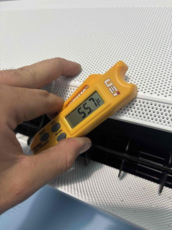 Completed installation of mini split system. Performed system commissioning including refrigerant pressure verification, vacuum testing, and temperature differential measurements. System operating within manufacturer specifications with proper airflow and cooling performance confirmed.
