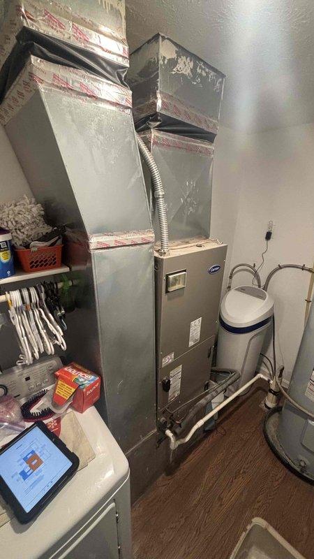 Performed comprehensive assessment of 9-year-old HVAC system experiencing cooling failure. Confirmed previous diagnosis of failed compressor and leaking evaporator coil, rendering system non-operational. Provided complete system replacement estimate including new air handler, condenser unit, and necessary ductwork modifications. Documented existing equipment configuration and discussed available financing options to accommodate budget requirements.