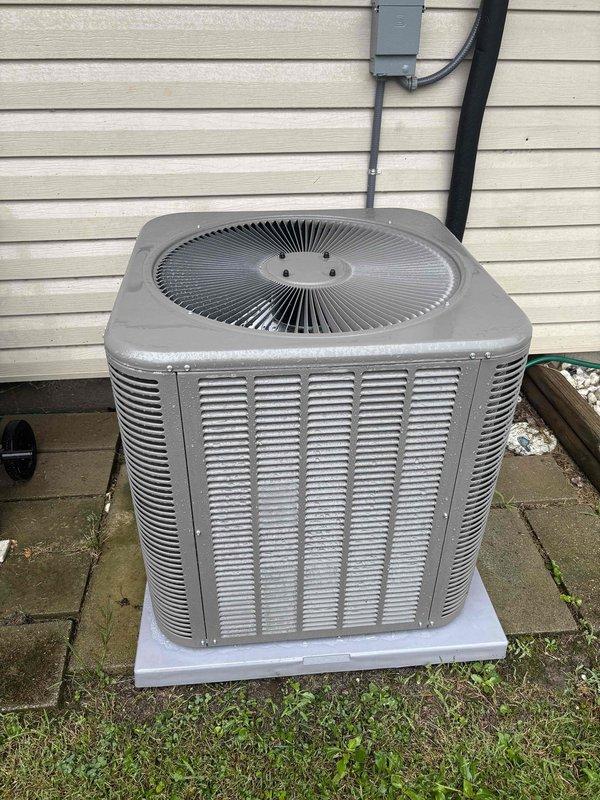 Completed scheduled HVAC system tune-up and maintenance inspection on residential split system. Performed comprehensive evaluation of outdoor condensing unit and indoor air handler, verifying proper operation of all components. Inspected air filtration system through interior ventilation grille, checked refrigerant levels, tested electrical connections, and confirmed adequate airflow through both indoor and outdoor units. All equipment found operating within normal parameters with no immediate service needs identified.