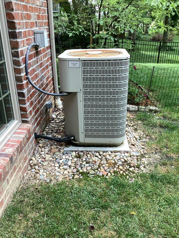 Completed annual Gold Level planned maintenance on 22-year-old single HVAC system during second visit of service cycle. Performed comprehensive inspection of outdoor condenser unit and indoor components, including refrigerant lines, copper piping network, and connection points. Verified proper operation of all system components, checked refrigerant levels via service valves, and inspected insulation integrity on copper lines. Documented equipment condition through photographic records showing internal cabinet components and exterior condenser unit. Renewed service agreement on-site as scheduled for continued maintenance coverage.