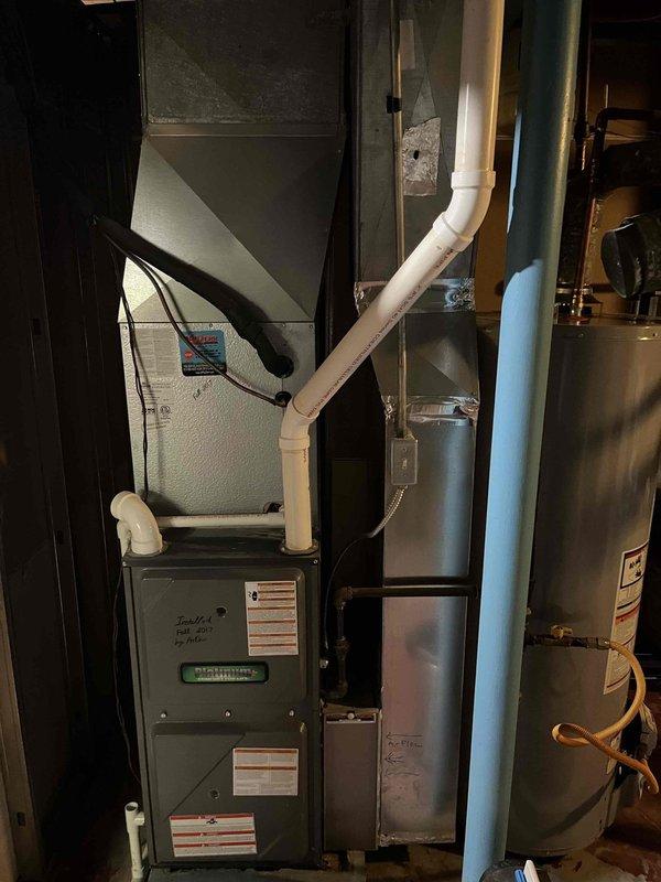 Completed first annual preventative maintenance visit on 8-year-old HVAC system. Performed comprehensive inspection of outdoor condenser unit and indoor furnace, replaced 16x25x5 air filter, verified proper operation of all system components, and collected payment on site.