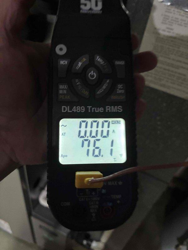 Completed Platinum Level preventive maintenance on single-system HVAC unit as part of 3-month maintenance program first visit. Performed comprehensive system diagnostics and measurements using digital multimeter, recording electrical readings and temperature differentials to verify proper system operation and performance within manufacturer specifications.