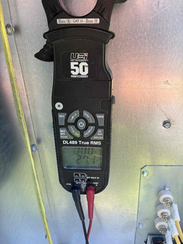 Completed monthly platinum level maintenance on an 8-month-old HVAC system. Replaced 20x20x1 air filter and performed comprehensive system inspection. Utilized clamp meter to verify electrical parameters, recording amperage draw of 38.5 amps at the compressor and confirming proper voltage readings throughout the system. All electrical connections were tested and found to be secure with no abnormalities detected. System operational testing confirmed proper functionality of all components with performance within manufacturer specifications.