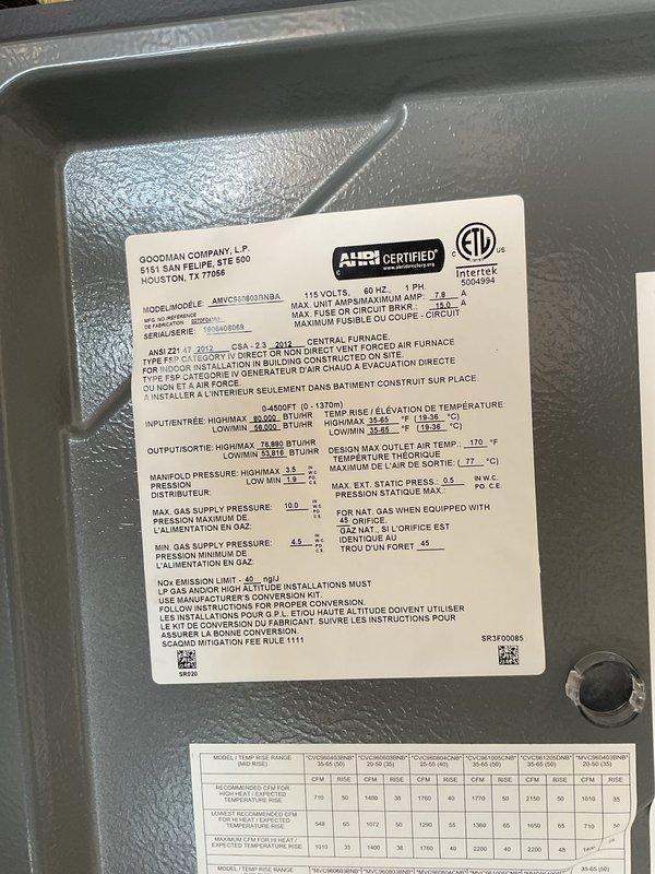 Completed Platinum Level planned maintenance on a 5-year-old Goodman HVAC system with 16x25x5 filter specifications. Performed comprehensive inspection of all internal components including blower motor assembly, electrical connections, control board, and heat exchanger, verifying proper operation and documenting system condition with interior cabinet photographs showing all major components accessible and functioning within normal parameters.