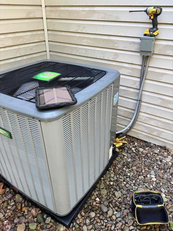 Completed comprehensive Platinum Level maintenance on a 6-year-old single-system HVAC unit. Performed thorough inspection of indoor heat exchanger assembly, noting copper coil oxidation consistent with system age, and verified all refrigerant line connections and drainage components were secure and functioning properly. Evaluated outdoor condenser unit operation, checked electrical connections at junction box, and conducted diagnostic measurements to ensure system performance met manufacturer specifications.
