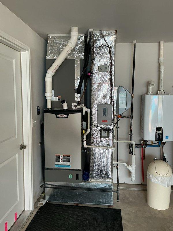 Completed annual Platinum Level maintenance on single-system HVAC unit including interior furnace, air handler, and exterior condensing unit. Performed comprehensive inspection of all components, replaced 20x25x5 air filter, checked electrical connections, verified refrigerant levels, cleaned condenser coils, and confirmed all safety controls and operational parameters meet manufacturer specifications.