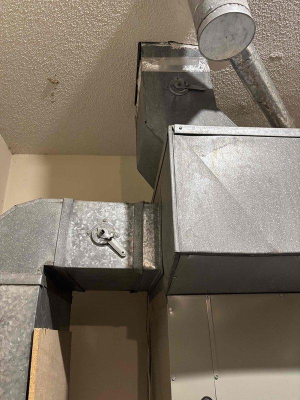 Completed platinum level monthly maintenance on 8-year-old system with 20x25x5 filter replacement. Inspected ductwork in attic space and verified all connections, seams, and joints for proper airflow distribution. Addressed customer concern regarding reduced airflow to office area by examining supply duct runs and register connections. Performed comprehensive outdoor unit inspection including electrical components, capacitor testing, and internal compartment evaluation. All system components operating within normal parameters following maintenance completion.