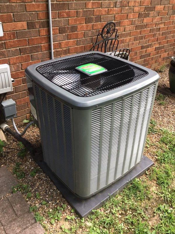 Completed Platinum Level maintenance on a 6-year-old single HVAC system. Replaced 20x25x5 furnace filter, inspected outdoor condensing unit positioned on concrete pad against building exterior, and verified proper system operation. All components found in good working condition with no issues identified during inspection.