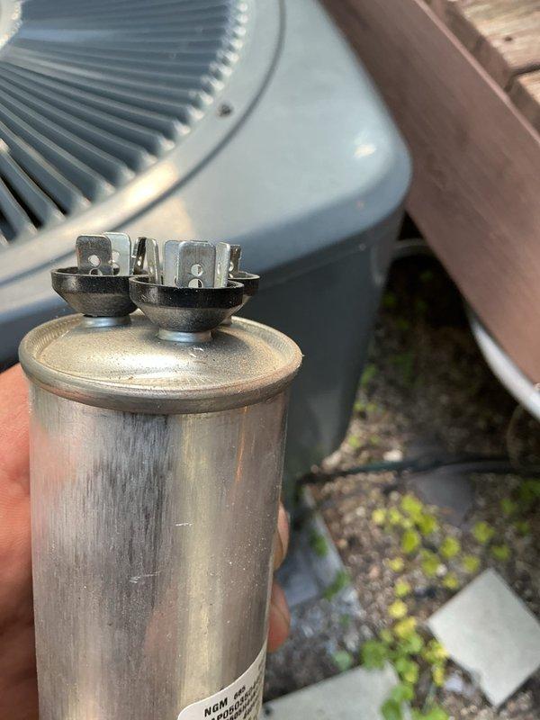 Responded to no-cool condition on upstairs system at property with two HVAC units. Diagnosed failed capacitor on outdoor condensing unit, which was preventing compressor operation and eliminating cooling capacity. Replaced defective capacitor with new unit, restoring proper system function. Additionally, replaced heavily soiled air filter with new filter to ensure adequate airflow and system efficiency.