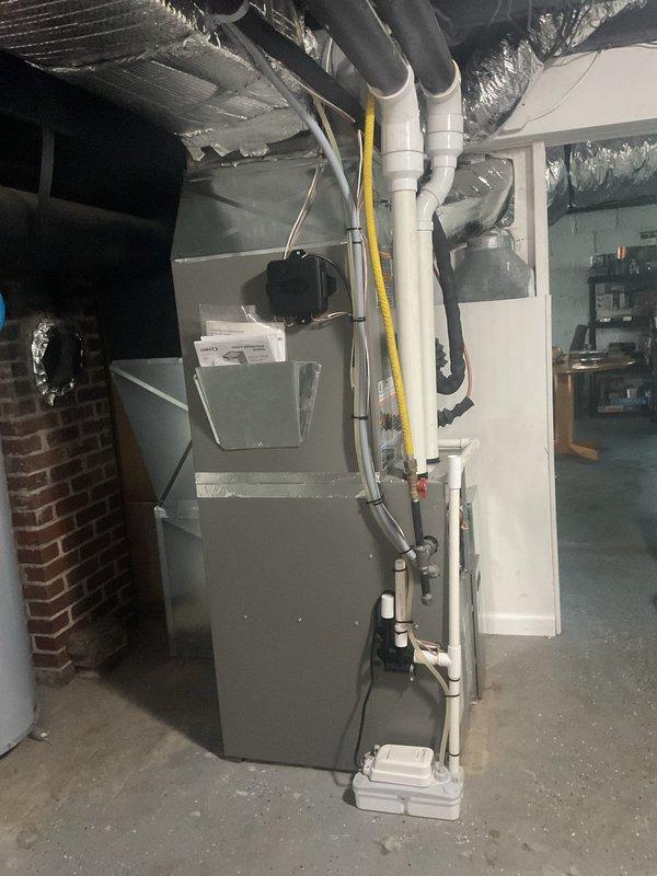Completed annual planned maintenance on 1-year-old residential HVAC system during second visit. Performed comprehensive inspection of furnace and associated components, verified proper operation of blower motor assembly, and inspected all electrical connections and controls. Replaced 16x25x5 air filter per maintenance schedule. Inspected condensate drain lines, PVC venting system, and flexible ductwork for proper installation and function. All equipment operating within normal parameters with no deficiencies noted.