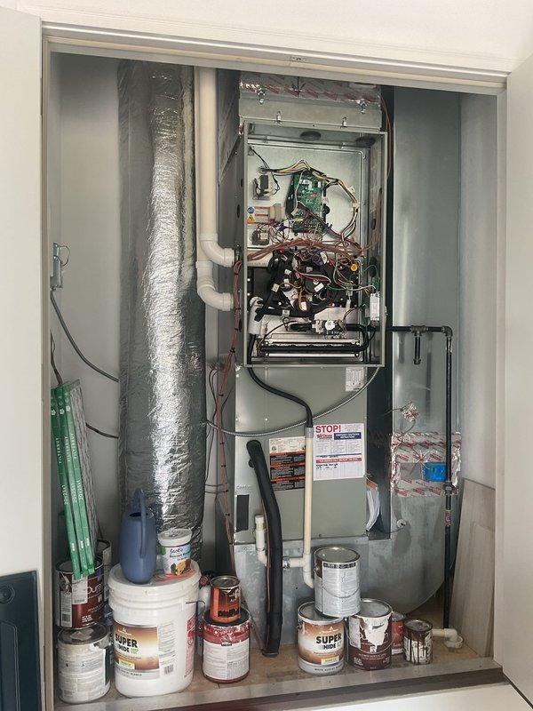 Completed second annual Gold Level preventive maintenance visit on 4-year-old single-zone HVAC system. Performed comprehensive inspection of indoor air handler unit located in utility closet and outdoor condensing unit, verifying all electrical connections, capacitor operation, and refrigerant pressures within manufacturer specifications. Replaced 20x25x1 air filter and documented system performance with photographic records; customer due for service agreement renewal.