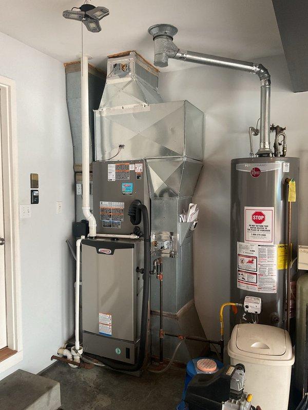 Completed scheduled six-month maintenance inspection on residential Lennox HVAC system, model CK40CT-48C-71. Performed comprehensive system evaluation including visual inspection of furnace unit, ductwork connections, and associated components, verified all manufacturer labels and safety warnings were intact and legible, and documented equipment condition through photographic records for maintenance history files.