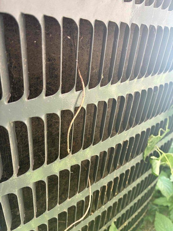 # Summary

Responded to no cooling complaint on 15-year-old AC system. Diagnosed failed capacitor causing reduced cooling performance, replaced defective component and restored normal operation.

# Work Performed

Arrived on site to address cooling system malfunction with room temperature air at supply registers. Customer reported recent decline in cooling performance. Condenser unit was running but system was not producing cool air. No refrigerant line icing observed upon arrival.

Performed visual inspection of outdoor condensing unit. Noted condenser coil had moderate fin damage with compressed sections affecting airflow efficiency. Vegetation growth near unit also restricting proper airflow. Condenser fan motor running but system not achieving proper cooling capacity.

Conducted electrical diagnostics on condensing unit components. Used multimeter to test capacitor voltage and capacitance values. Testing revealed capacitor reading significantly below manufacturer specifications, in