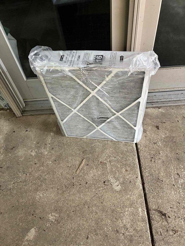 Delivered and dropped off HEPA air filter (20x25x5) as requested by homeowner. Filter was left at property entrance, photographed for documentation, and remains in protective packaging for homeowner installation.
