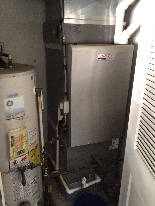 # Summary

Completed comprehensive AC tune-up on Lennox air handler system that had not been serviced in an extended period; all components found operating within normal parameters with no immediate concerns identified.

# Work Performed

Performed complete preventative maintenance inspection and tune-up on residential Lennox air conditioning system located in interior mechanical closet. Upon arrival, system was operational with no reported issues or symptoms.

Conducted thorough visual inspection of air handler unit and associated components. Examined refrigerant line connections, condensate drainage system including white PVC drain lines, and verified proper clearances around equipment. Inspected copper refrigerant piping for signs of leakage, corrosion, or damage. Checked electrical connections and wiring for secure terminations and proper insulation.

Removed air handler access panels to inspect internal components. Evaluated blower assembly, motor, and capacitor condition. Assesse