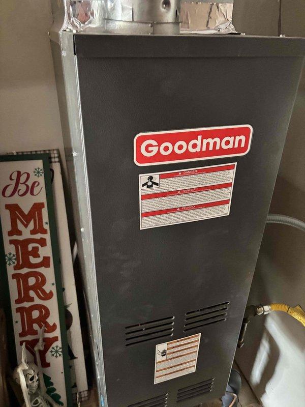 Completed scheduled HVAC maintenance on Goodman system including air conditioning tune-up and furnace inspection. Performed electrical diagnostics using digital multimeter to verify proper voltage and system operation, tested all electrical connections and components for safety and performance. Inspected furnace unit for proper operation, verified gas line connections, checked ventilation systems, and confirmed all manufacturer specifications were met. System found to be operating within normal parameters with no immediate service needs identified.
