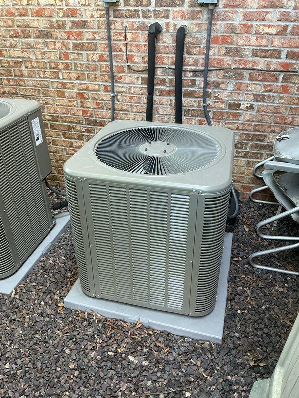 Completed comprehensive Platinum Level planned maintenance on dual HVAC system consisting of two 1-year-old units. Performed thorough inspection of three outdoor condensing units located on exterior gravel pad area, checking refrigerant lines, electrical connections, and verifying proper operation of all components. Inspected indoor equipment including furnace units, ductwork, and plenum assemblies. Replaced two 16x25x5 air filters as part of routine maintenance protocol. Verified all PVC condensate drainage, tested safety controls, and confirmed proper airflow throughout both systems. All equipment operating within manufacturer specifications with no issues identified.