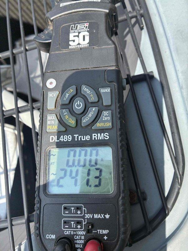 Completed Platinum Level maintenance on a 7-year-old HVAC system, including replacement of the 16x20x5 air filter as recommended from the previous visit. Performed comprehensive system diagnostics using digital multimeter, verifying electrical readings and system performance parameters to ensure optimal operation.