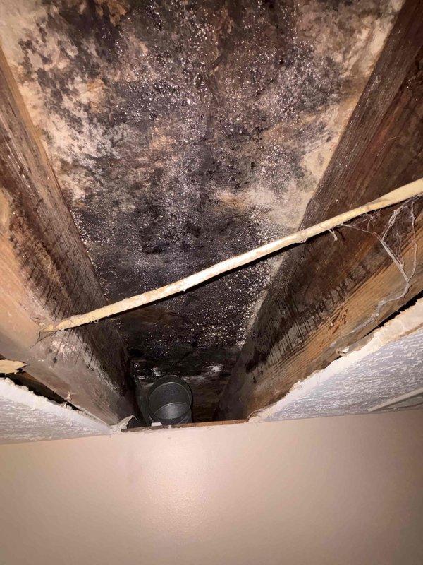 Replaced existing rigid round ductwork with flexible ducting in attic space. Accessed work area through ceiling opening, removed deteriorated round pipe, and installed new flex duct to restore proper airflow to affected zone.