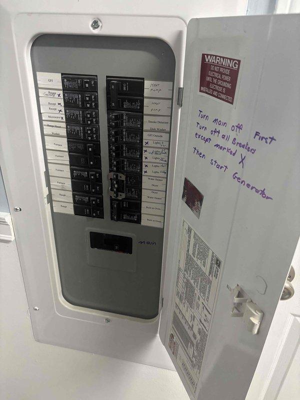 Conducted comprehensive HVAC system replacement estimate at residential property with existing operational system. Evaluated electrical infrastructure including main service panel and circuit breaker configuration to assess compatibility and capacity for new equipment installation. Documented existing electrical setup, circuit labeling, and generator interlock system to determine proper integration requirements for replacement HVAC unit.