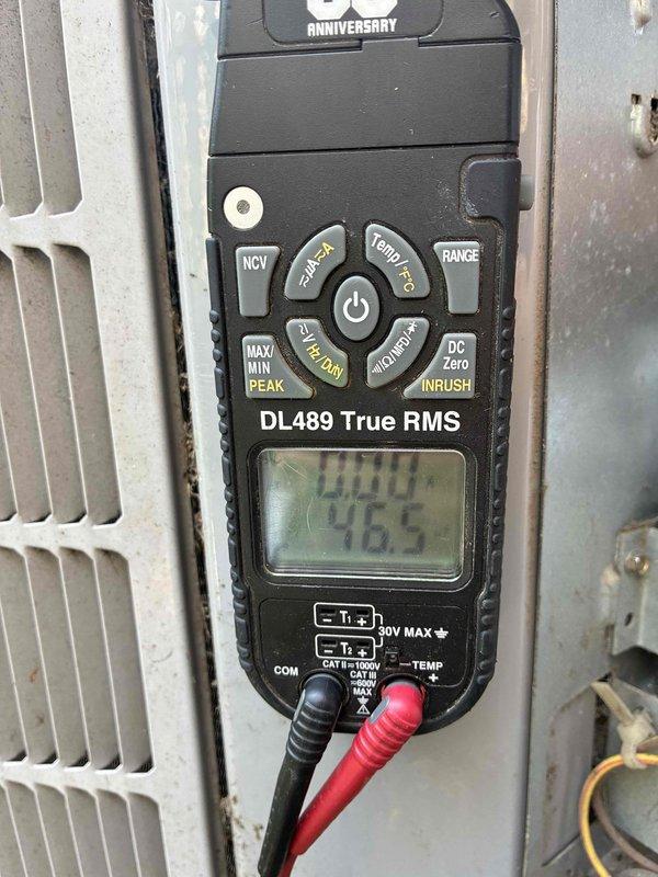 Completed planned maintenance on HVAC system with filter inspection of 16x25x1 units aged 5 years and 22 years on monthly service schedule. Performed electrical diagnostics using digital multimeter to verify system performance and determined filters do not require replacement at this time.