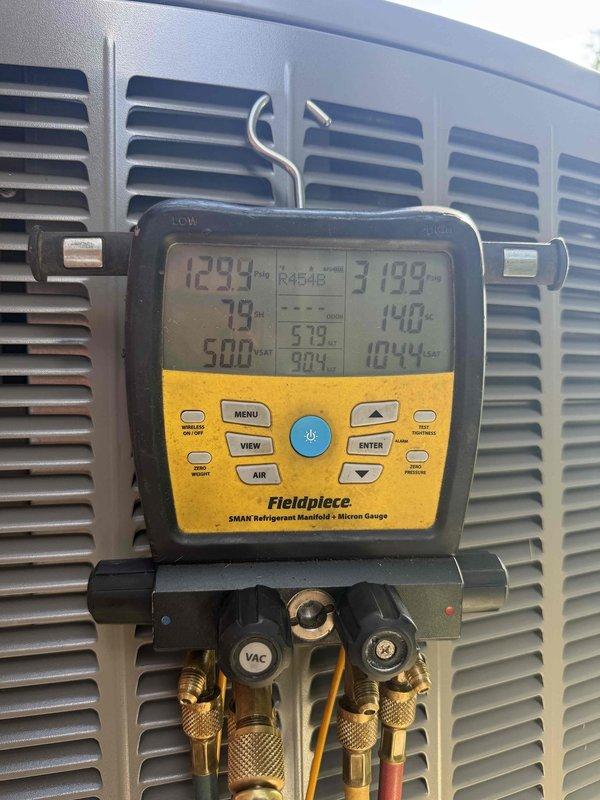 Completed full installation of 3-ton Lennox 19 SEER2 fully modulating heat pump system with matching air handler. Charged system with R454B refrigerant to manufacturer specifications and verified proper operating pressures and temperatures using calibrated manifold gauges. Configured and activated Lennox Dealer Support Access features including remote sharing capabilities and advanced diagnostics to enable ongoing system monitoring and troubleshooting support.