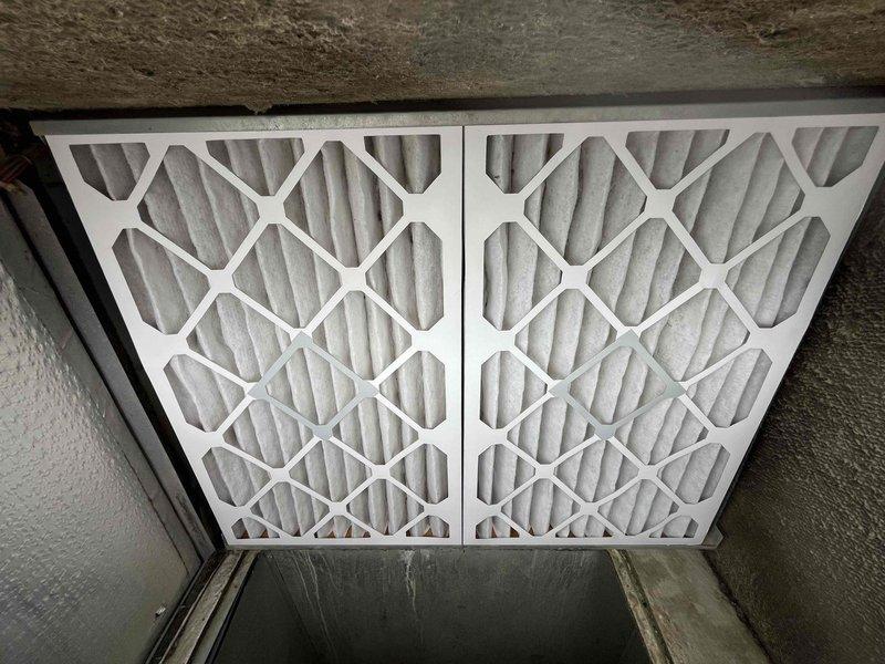 Completed Platinum Level maintenance on single HVAC system (11+ years old) during second annual visit. Inspected and photographed air filters in return air housing, documented filter sizes and replacement dates, and performed comprehensive system evaluation. Unit located fifth from Bell Road as specified, with all maintenance tasks completed per Platinum service protocol.
