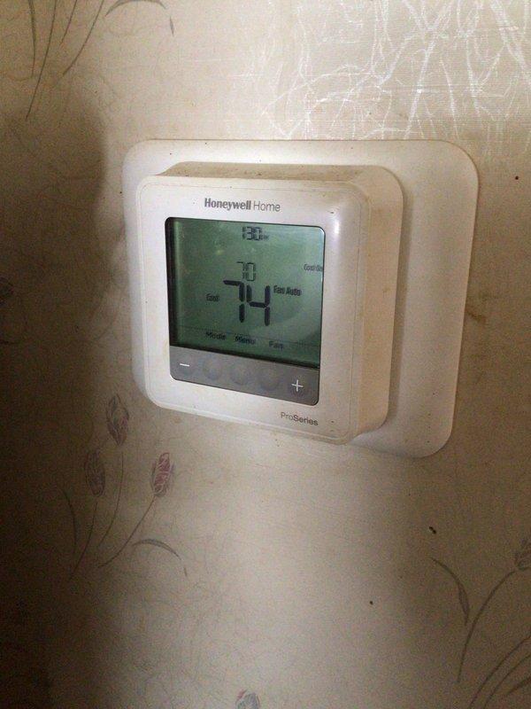 Completed monthly Platinum Level preventive maintenance service on single HVAC system, including filter inspection and replacement. Verified thermostat operation showing proper cooling mode functionality with accurate temperature display and control settings. System operating within normal parameters with no immediate service concerns identified.