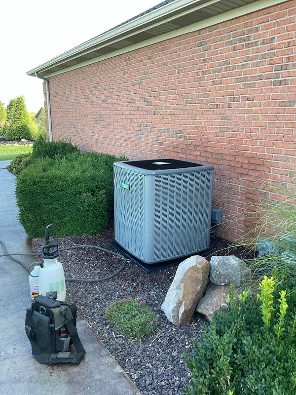 Completed annual second visit platinum level maintenance on a 4-year-old single HVAC system. Performed comprehensive inspection and servicing of both indoor furnace unit and outdoor condenser, replaced 20x25x5 air filter, verified proper operation of all components, and documented system condition with photographs. Customer is due for membership renewal.