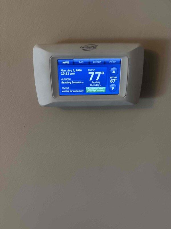 Completed Platinum Level maintenance on a 6-year-old single HVAC system during first scheduled visit. Performed comprehensive system inspection, replaced 24x25x2 air filter, verified Continental thermostat operation and proper communication with equipment, and documented wiring configuration and system settings for service records.