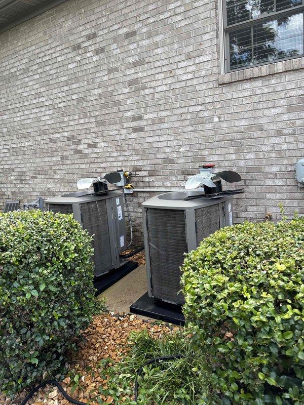Completed first visit of annual Platinum Level maintenance on dual HVAC system in residential home. Performed comprehensive inspection and servicing of both 3-year-old units, including electrical diagnostics with digital multimeter, system performance verification, and filter replacement with 16x25x5 and 20x25x5 filters. Both outdoor condenser units inspected and serviced, with all components operating within normal parameters.