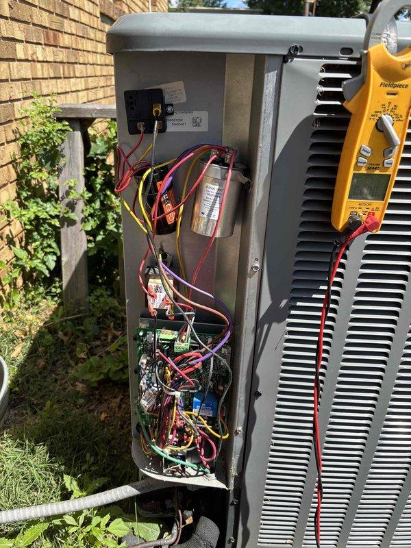 # HVAC Maintenance Summary

Completed second annual Platinum Level maintenance service on a 5-year-old HVAC system. Performed comprehensive inspection of outdoor condensing unit, including electrical component testing and capacitor evaluation using digital multimeter, which confirmed proper operating values at 33.04 MFD. Replaced 20x20x5 air filter, inspected all electrical connections and wiring, and verified system performance. All components operating within manufacturer specifications. System ready for continued service, with annual maintenance renewal due.