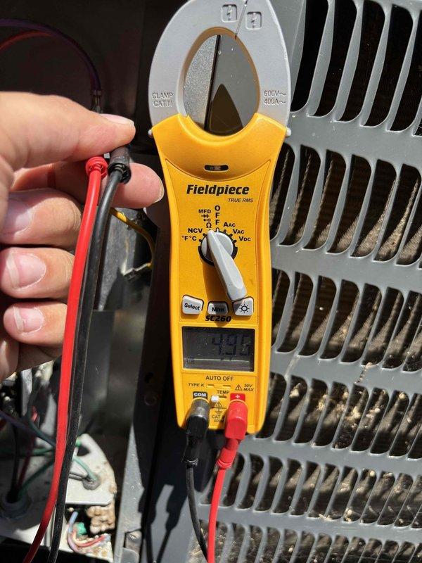 # HVAC Maintenance Completed

Performed comprehensive Platinum Level planned maintenance on a 4-year-old single HVAC system. Conducted thorough inspection of all system components, including temperature diagnostics using calibrated digital measuring equipment to verify proper operational parameters at 64°F. Performed electrical testing and measurements using clamp meter on outdoor condenser unit to assess current draw and voltage levels, ensuring all electrical components were operating within manufacturer specifications.

Replaced 16x25x5 air filter to maintain optimal airflow and system efficiency. Inspected copper refrigerant lines, insulation, and all accessible mechanical components for signs of wear or potential issues. All system parameters tested normal, and unit is operating efficiently for continued reliable performance.